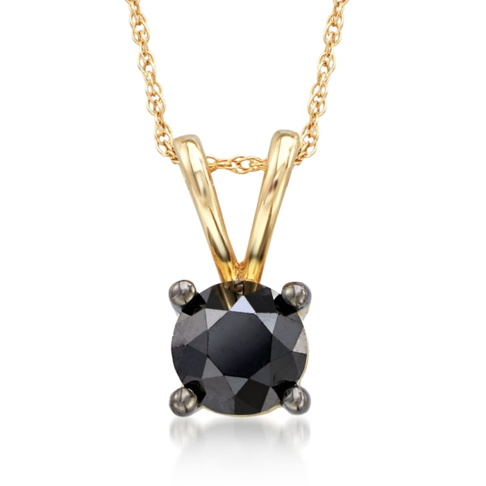 1.00 Carat Black Diamond Pendant Necklace in 14kt Yellow Gold