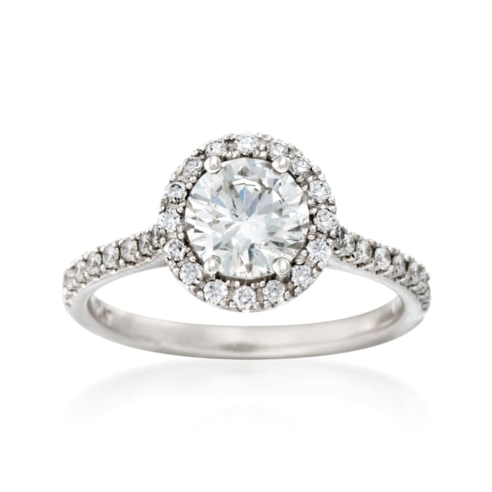 1.28 ct. t.w. Certified Diamond Halo Engagement Ring in Platinum