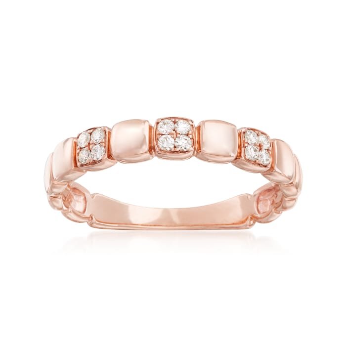 .10 ct. t.w. Diamond Square Station Ring in 14kt Rose Gold