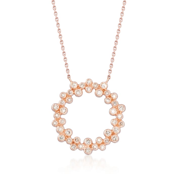 .32 ct. t.w. Bezel-Set Diamond Circle Pendant Necklace in 14kt Rose Gold