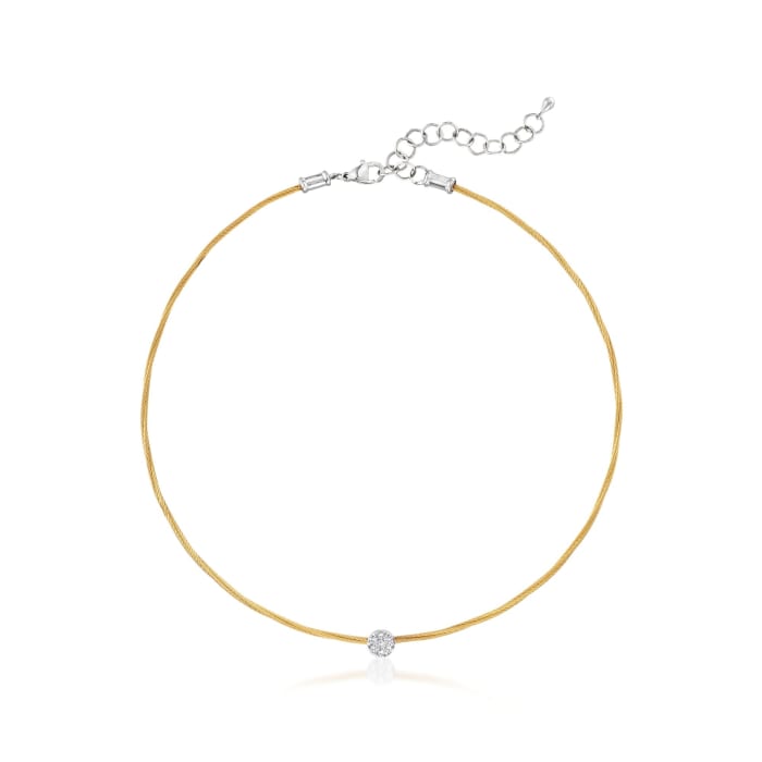 ALOR &quot;Classique&quot; .14 ct. t.w. Diamond Circle Station Yellow Cable Choker Necklace with 18kt White Gold