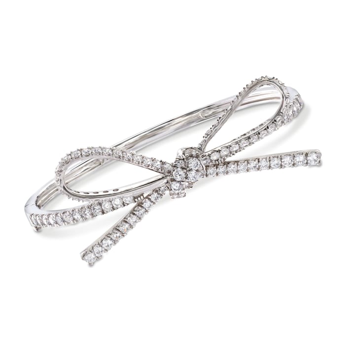 3.45 ct. t.w. CZ Bow Bangle Bracelet in Sterling Silver