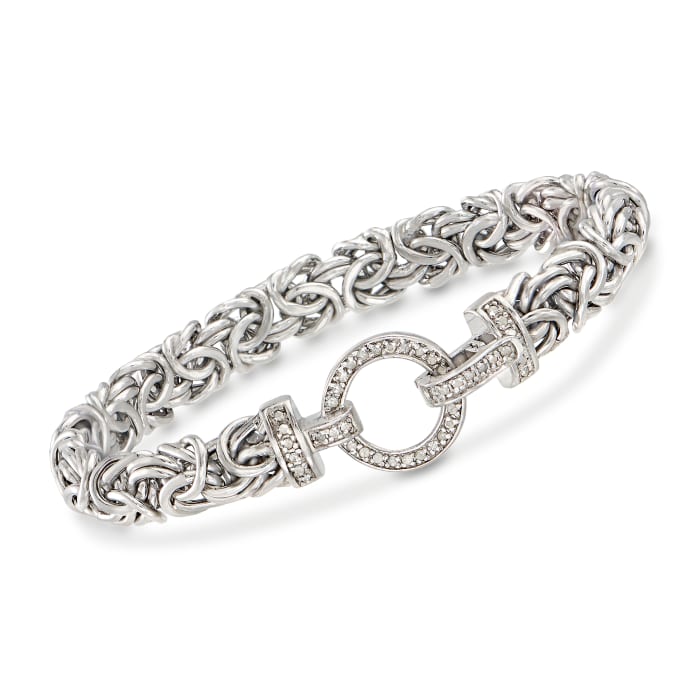 .30 ct. t.w. Diamond and Sterling Silver Byzantine Bracelet