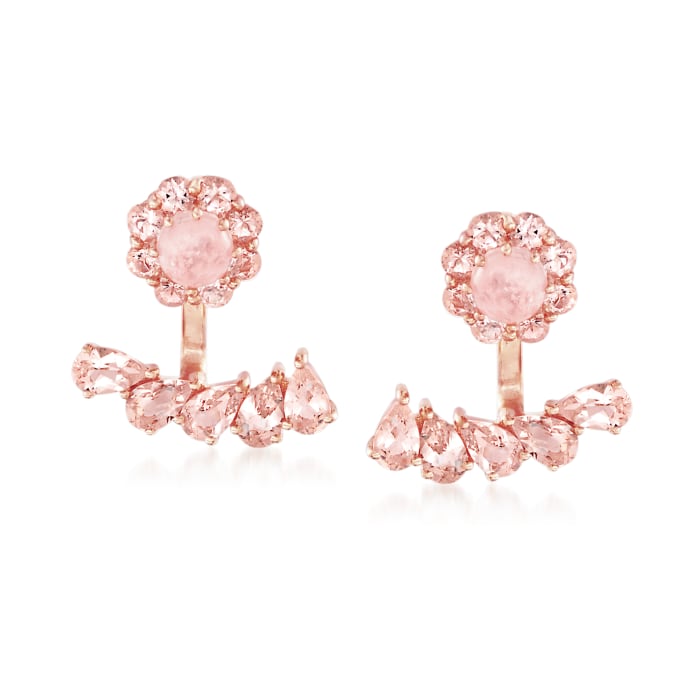 3.80 ct. t.w. Morganite Front-Back Earrings in 18kt Rose Gold Over Sterling