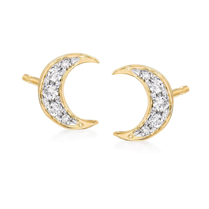 .12 ct. t.w. Diamond Moon Stud Earrings in 18kt Gold Over Sterling