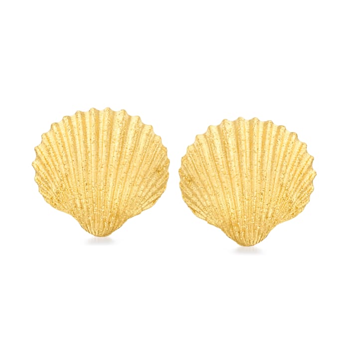 Italian 18kt Gold Over Sterling Sparkle Seashell Earrings