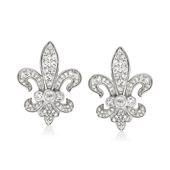 1.00 ct. t.w. Diamond Fleur-De-Lis Earrings in Sterling Silver