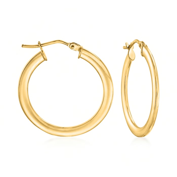 Italian 14kt Yellow Gold Hoop Earrings. 1