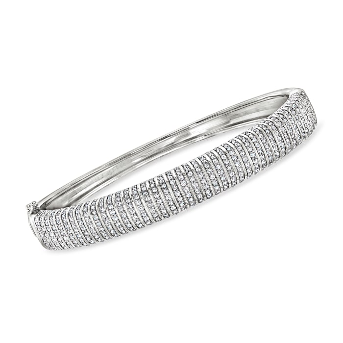 2.00 ct. t.w. Diamond Striped Bangle Bracelet in Sterling Silver