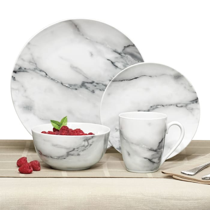 Porcelain Marble-Style Dinnerware 