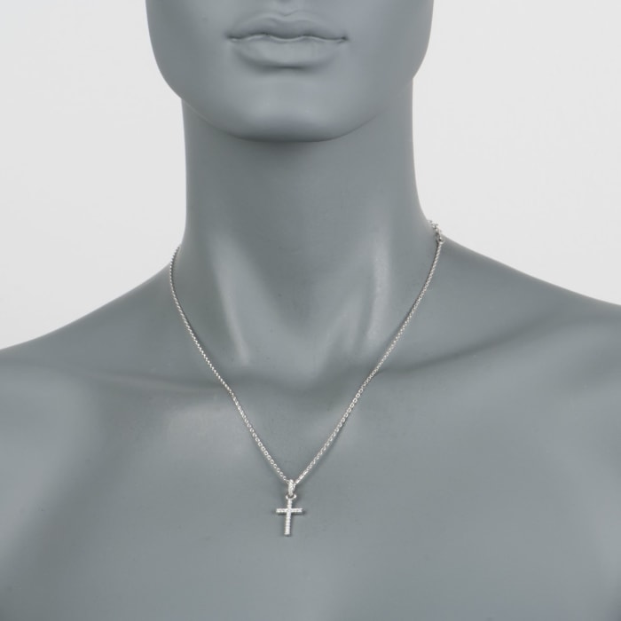 Swarovski Crystal &quot;Cross Mini&quot; Crystal Pendant Necklace in Silvertone 15.5-inch