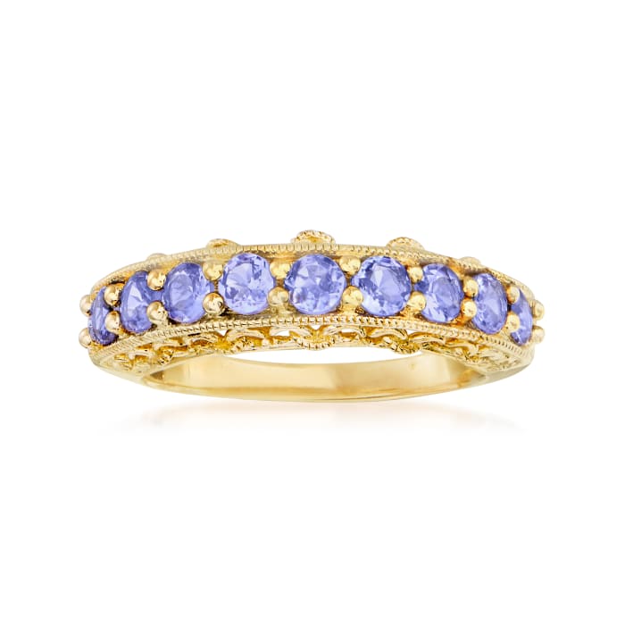1.00 ct. t.w. Tanzanite Ring in 18kt Gold Over Sterling
