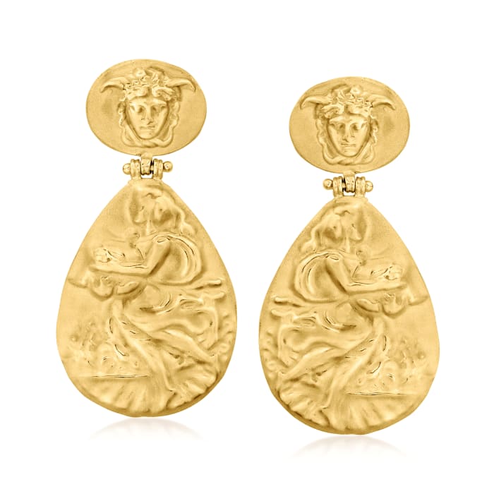 Italian Tagliamonte Medusa and Dancing Muse Drop Earrings in 18kt Gold Over Sterling