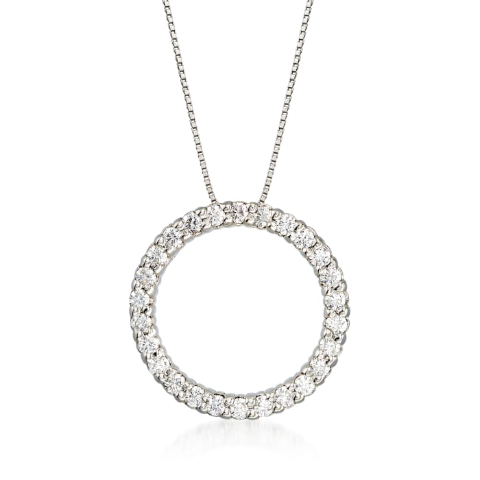 C. 2000 Vintage .80 ct. t.w. Diamond Circle Pendant Necklace in 14kt White Gold  