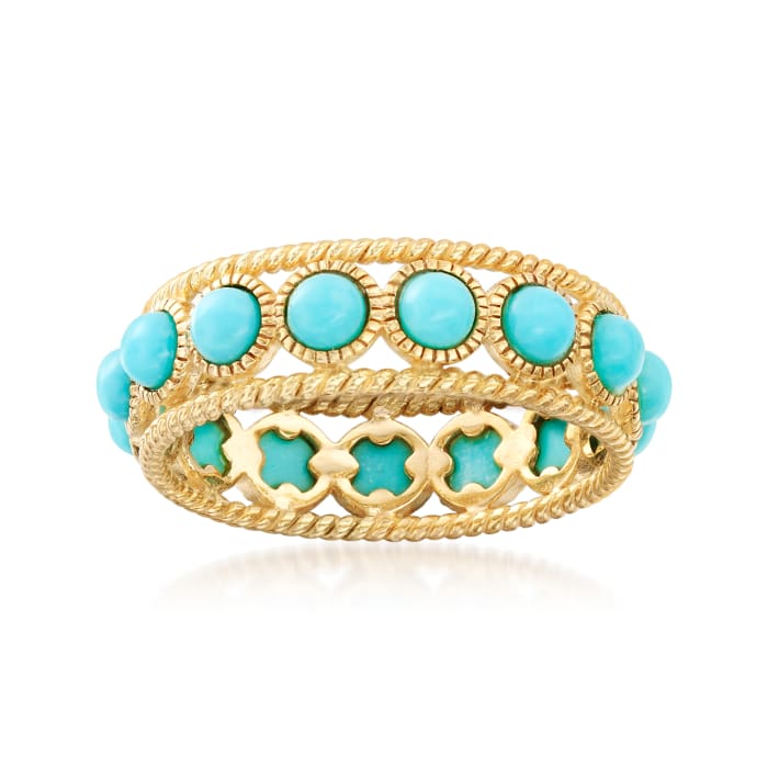Simulated Turquoise Ring in 18kt Gold Over Sterling Silver