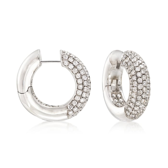4.45 ct. t.w. Diamond Hoop Earrings in 14kt White Gold