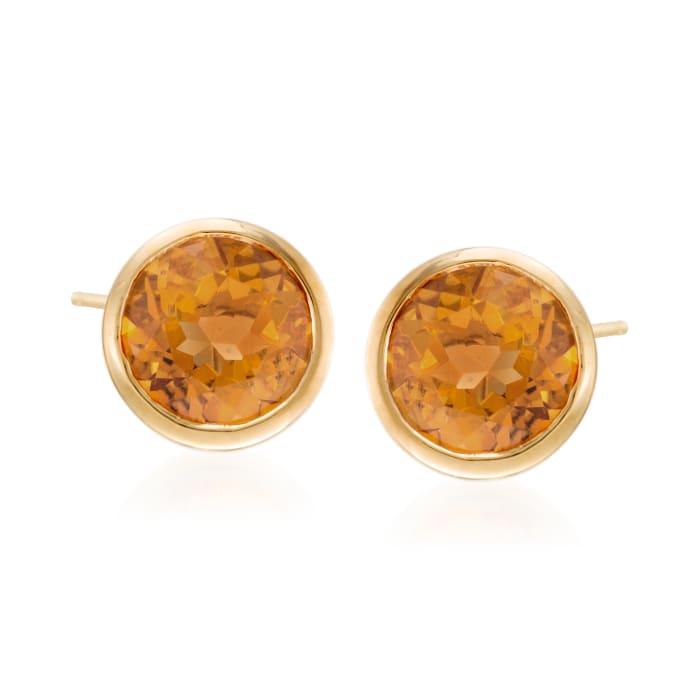 1.50 ct. t.w. Bezel-Set Citrine Stud Earrings in 14kt Yellow Gold