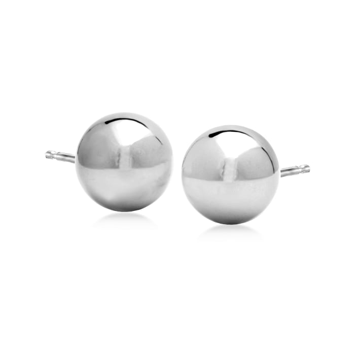Italian 10mm Sterling Silver Ball Stud Earrings