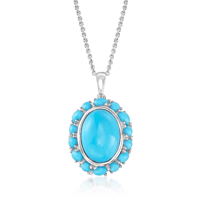 Turquoise Pendant Necklace in Sterling Silver