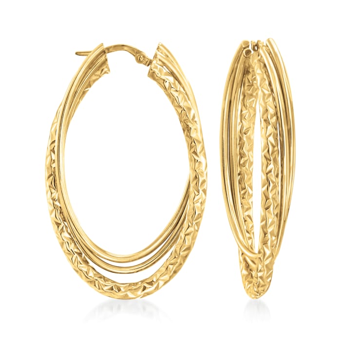 Italian 14kt Yellow Gold Twisted Triple-Hoop Earrings