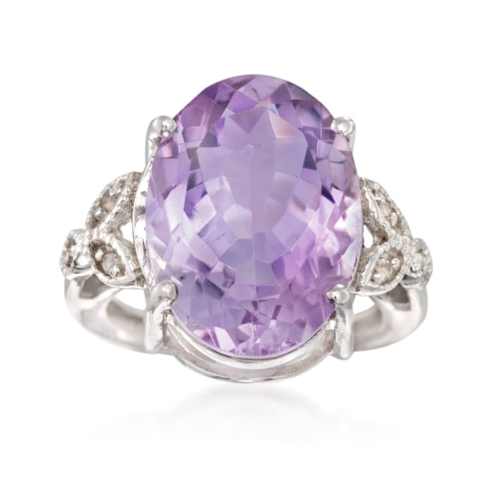 10.00 Carat Pink Amethyst Ring with White Topaz Accents in Sterling Silver