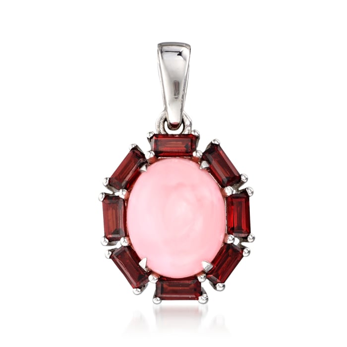 Pink Opal and 1.00 ct. t.w. Garnet Pendant in Sterling Silver