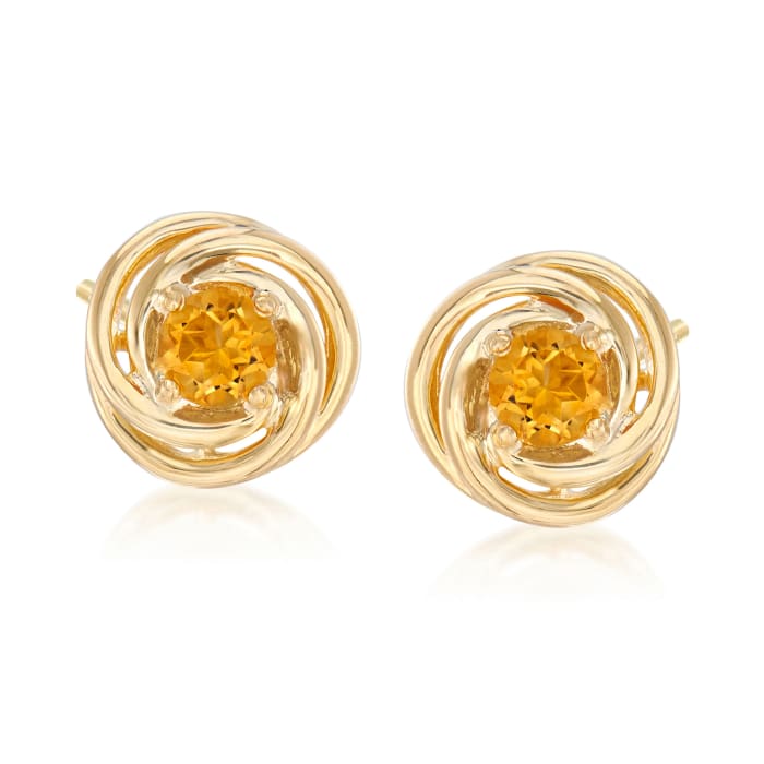 1.00 ct. t.w. Citrine Love Knot Earrings in 18kt Gold Over Sterling Silver