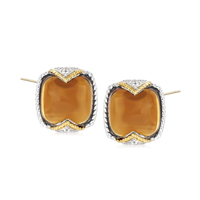 Andrea Candela &quot;Dulcitos&quot; 8.64 ct. t.w. Cognac Quartz Earrings in Sterling Silver and 18kt Yellow Gold