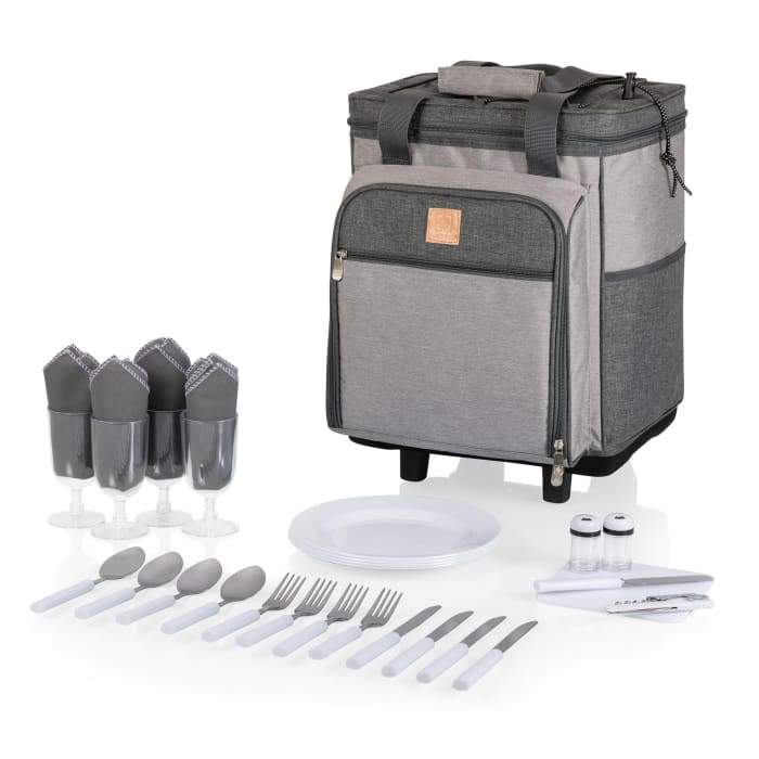 Heathered Gray Rolling Picnic Cooler
