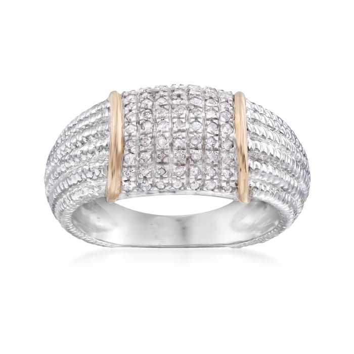 .33 ct. t.w. Pave Diamond Band Two-Tone Ring in Sterling Silver