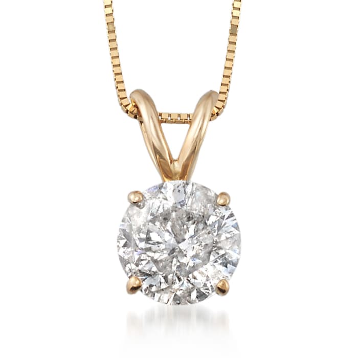 1.50 Carat Diamond Solitaire Necklace in 14kt Yellow Gold