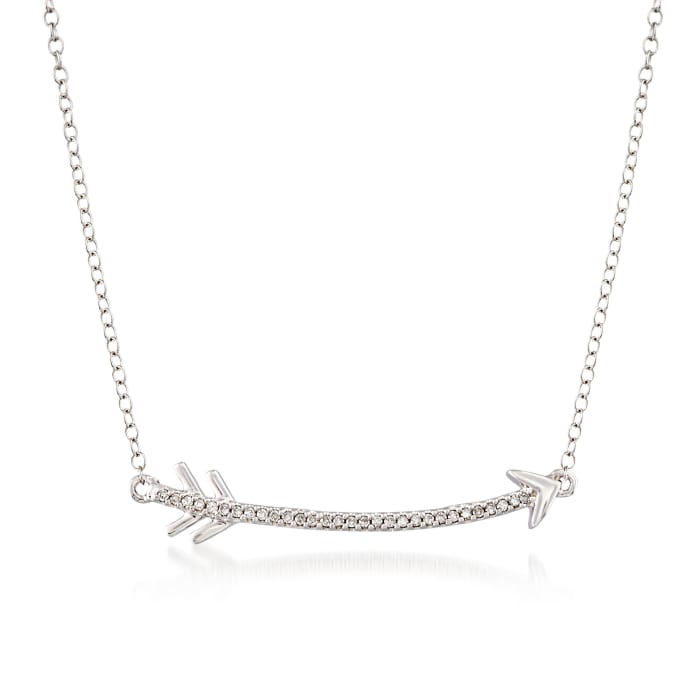 .10 ct. t.w. Diamond Curved Arrow Necklace in Sterling Silver