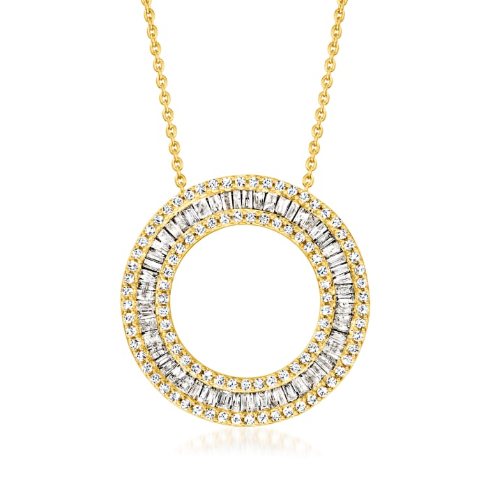 1.00 ct. t.w. Diamond Eternity Circle Pendant Necklace in 18kt Gold Over Sterling
