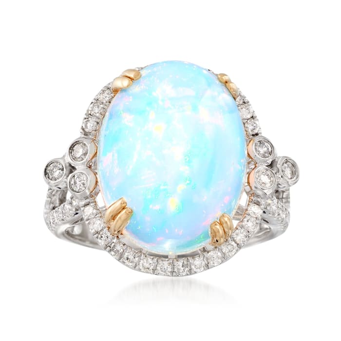 Opal and .57 ct. t.w. Diamond Ring in 14kt Two-Tone Gold