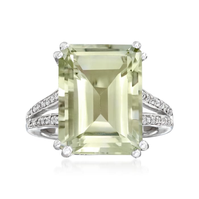 11.00 Carat Prasiolite and .10 ct. t.w. White Topaz Ring in Sterling Silver