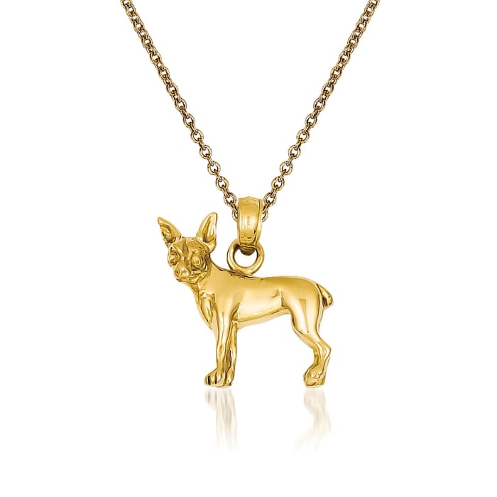 14kt Yellow Gold Chihuahua Dog  Pendant Necklace