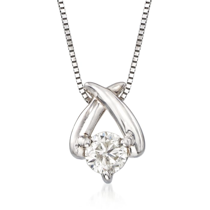 C. 1990 Vintage .25 Carat Diamond X Pendant Necklace in 14kt White Gold