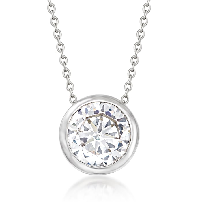 3.10 Carat Bezel-Set CZ Solitaire Necklace in Sterling Silver