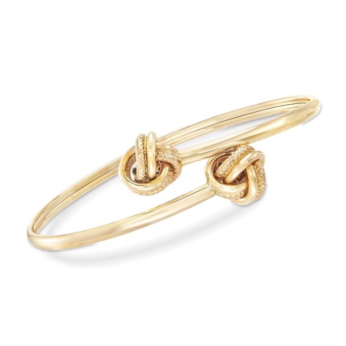 Love Knot Bypass Bangle Bracelet in 14kt Yellow Gold