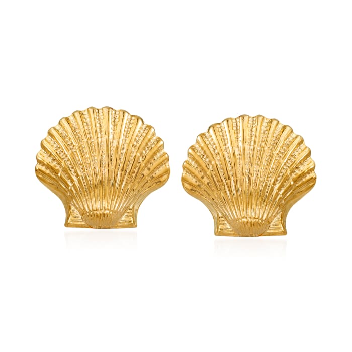14kt Yellow Gold Seashell Earrings