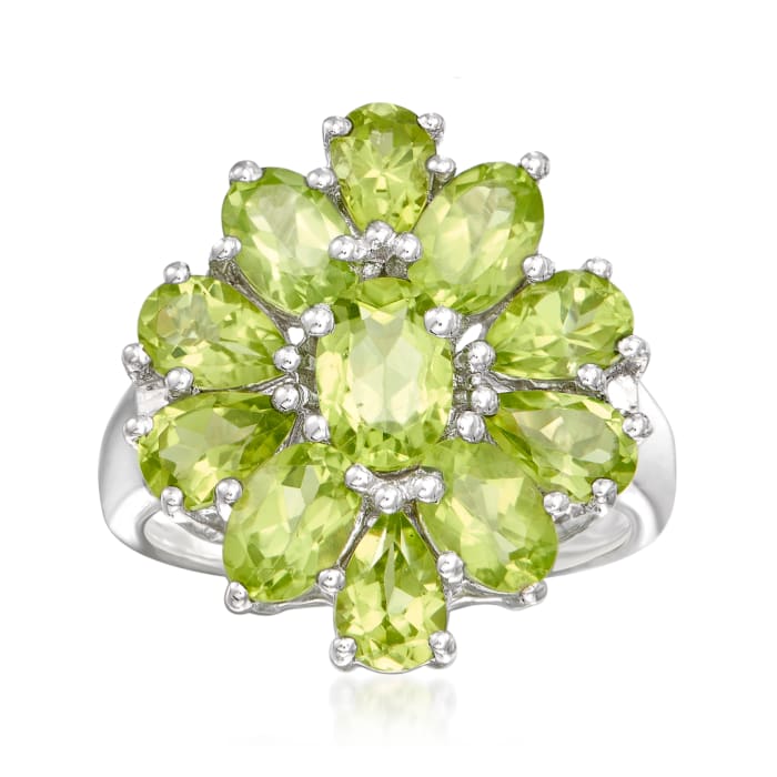 5.00 ct. t.w. Peridot Cluster Ring in Sterling Silver
