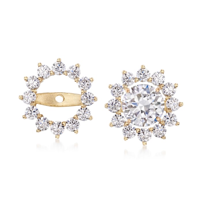 .75 ct. t.w. CZ Starburst Earring Jackets in 14kt Yellow Gold