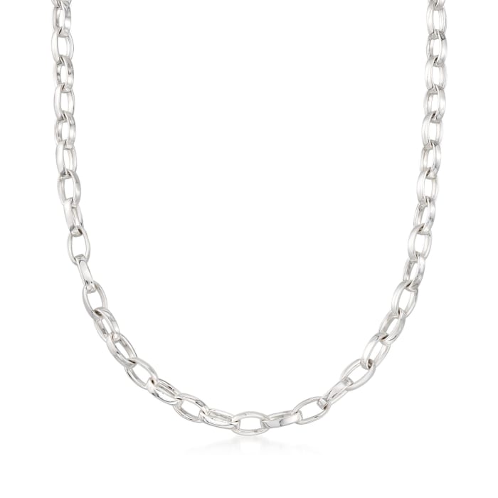 Zina Sterling Silver &quot;Contemporary&quot; Oval-Link Necklace