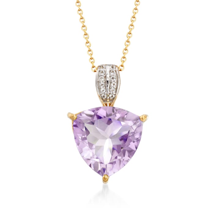 9.75 Carat Amethyst and .10 ct. t.w. White Topaz Pendant Necklace in 18kt Gold Over Sterling