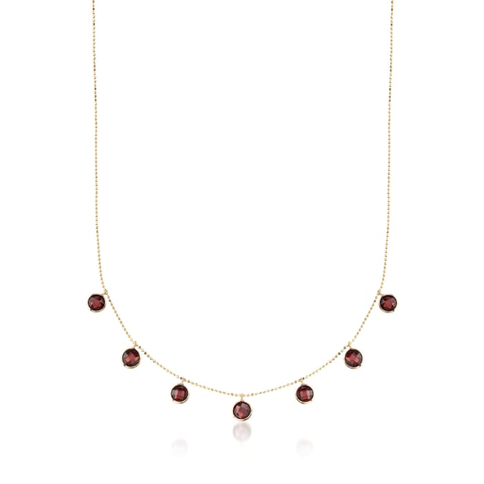 5.75 ct. t.w. Garnet Station Necklace in 14kt Yellow Gold