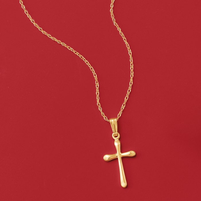 Child's 14kt Yellow Gold Cross Necklace. 15