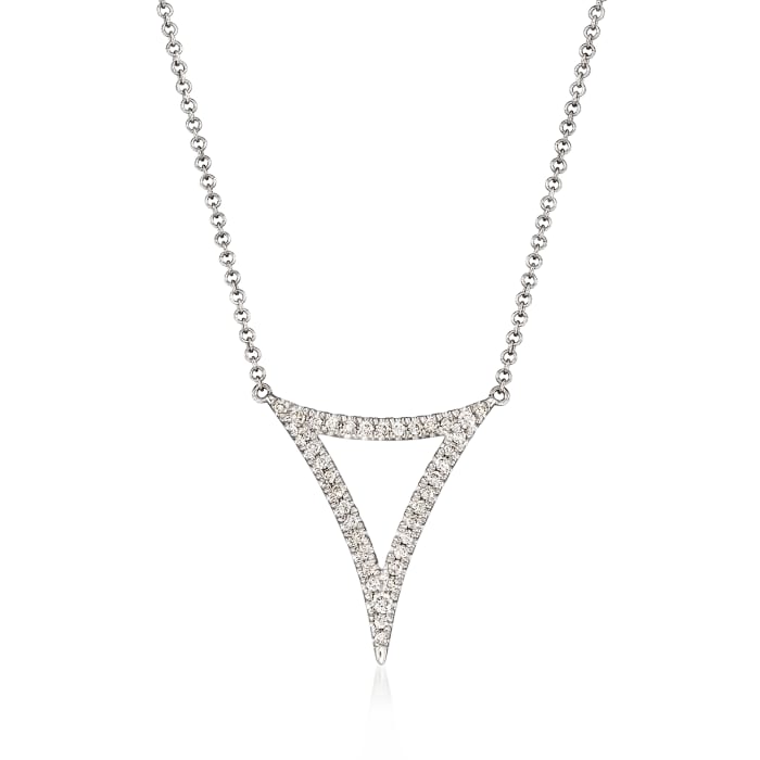 Gabriel Designs .25 ct. t.w. Diamond Open Triangle Necklace in 14kt White Gold