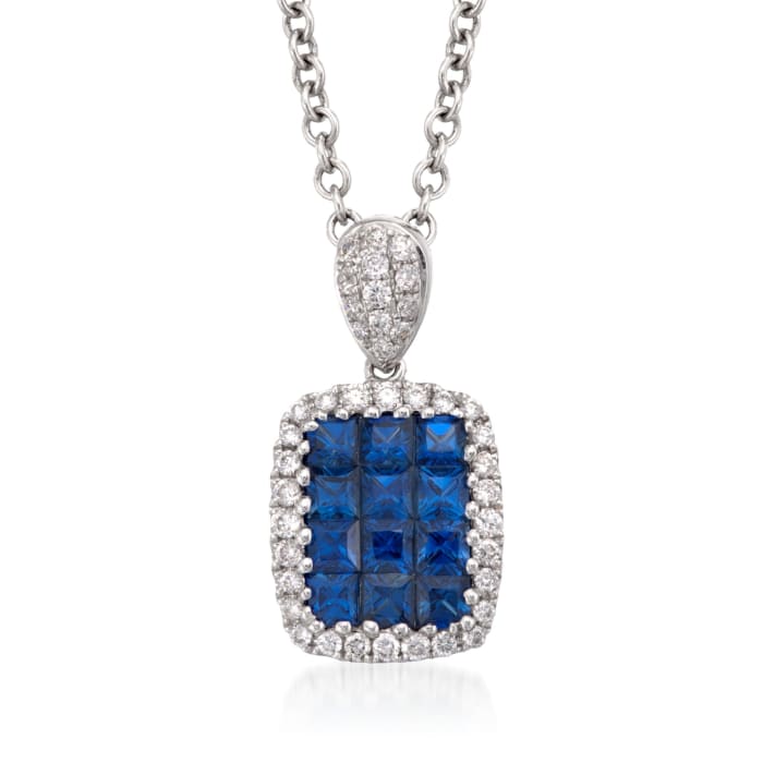 Gregg Ruth .71 ct. t.w. Sapphire and .18 ct. t.w. Diamond Necklace in 18kt White Gold