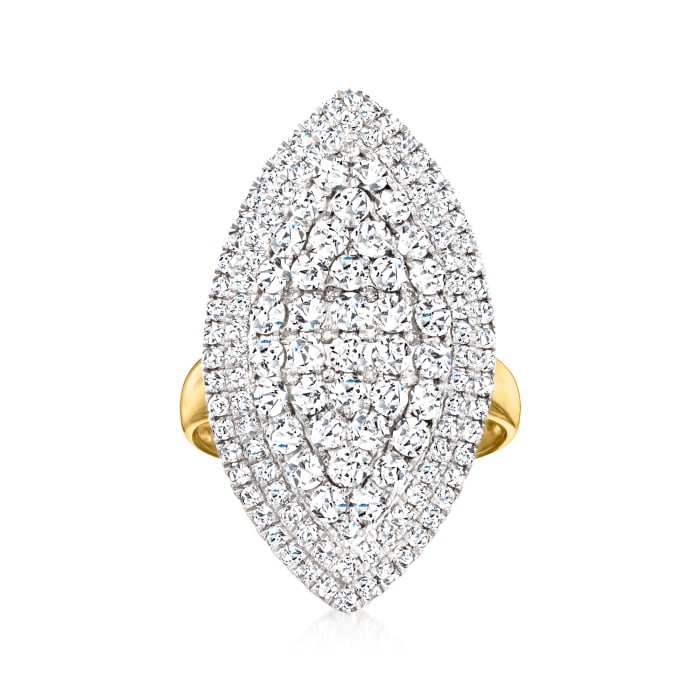 2.00 ct. t.w. Diamond Marquise-Shaped Cluster Ring in 18kt Gold Over Sterling