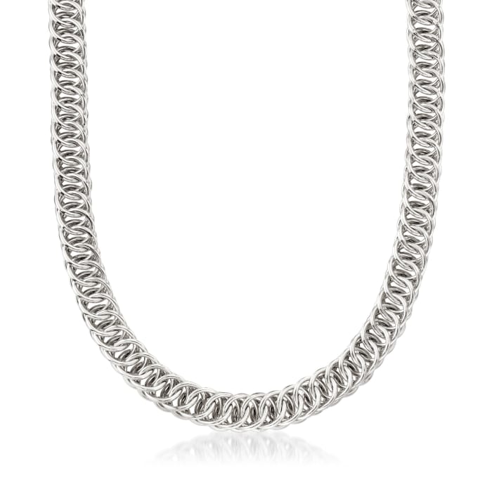 Italian Sterling Silver Double Circle-Link Necklace